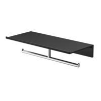 Planchet met Toiletrolhouder Zonder Klep Dubbel Geesa Leev 28 cm Geborsteld RVS Zwart Geesa - thumbnail