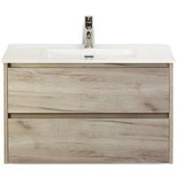 Dante Badmeubelset 80 cm - Craft Oak - Keramische Wastafel Wit Cover - thumbnail