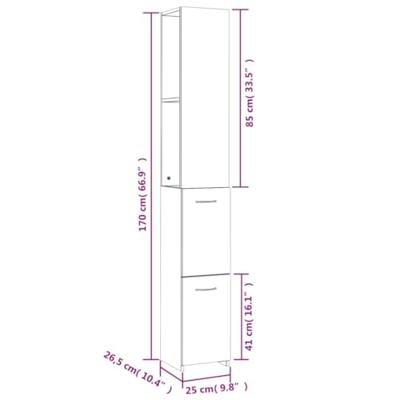 Badkamerkast 25x25x170 cm spaanplaat betongrijs