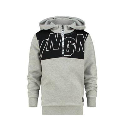 Vingino hoodie Nijato met printopdruk grijs melange/zwart