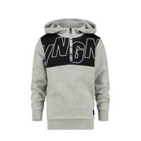 Vingino hoodie Nijato met printopdruk grijs melange/zwart - thumbnail