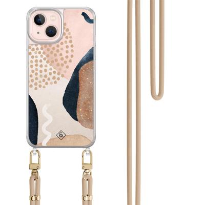 iPhone 13 hoesje met beige koord - Abstract dots iPhone 13 hoesje met beige koord - Abstract dots