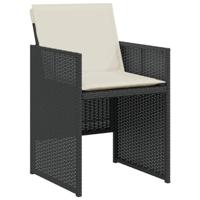 3-delige Bistroset met kussens poly rattan zwart - thumbnail