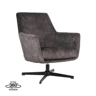 LABEL51 Draaibare Fauteuil 'Toby' Velvet, kleur Antraciet