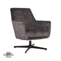 LABEL51 Draaibare Fauteuil 'Toby' Velvet, kleur Antraciet - thumbnail