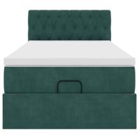 Ottoman bed met matras en LED's 90x190cm fluweel donkergroen - thumbnail