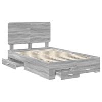 Bedframe met hoofdeinde Grijs Sonoma 135 x 190 cm Bewerkt hout - thumbnail