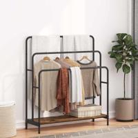 VidaXL Kledingrek met plank oudhout 90 x 30 x 100,5 cm bewerkt hout - thumbnail