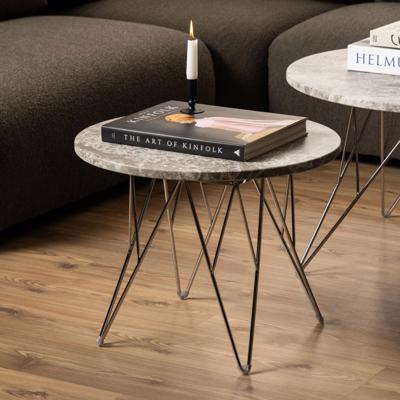 by fonQ Webby Bijzettafel Ø 55 cm - Grijs / Chroom