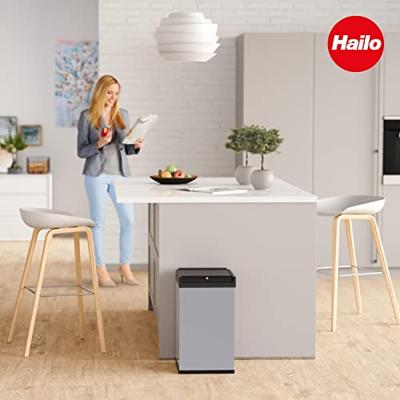 Hailo Big-Box Swing L 8401210 Afvalbak 35 l Plaatstaal (l x b x h) 340 x 339 x 545 mm Zilver, Zwart Met zelfsluitende zwenkdeksel 1 stuk(s)