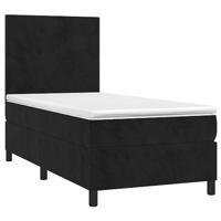 vidaXL Boxspring met matras en LED fluweel zwart 90x190 cm, bed, boxspringbed, tweepersoonsbed, slaapmeubel, boxspring bed, bed met matras, bedframe - thumbnail