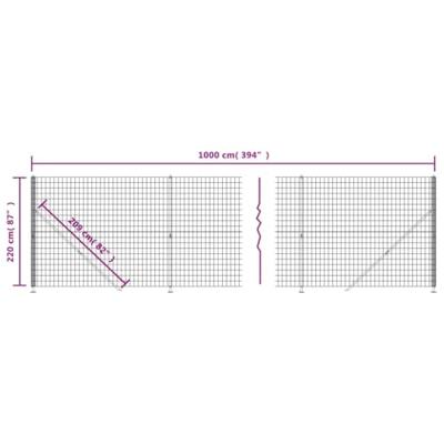 VidaXL Draadgaashek met flens 2,2x10 m antracietkleurig VidaXL Draadgaashek met flens 2,2x10 m antracietkleurig