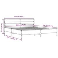 Bedframe bewerkt hout metaal bruin eikenkleur 200x200 cm - thumbnail