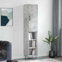 Hoge kast 34,5x34x180 cm bewerkt hout betongrijs - thumbnail