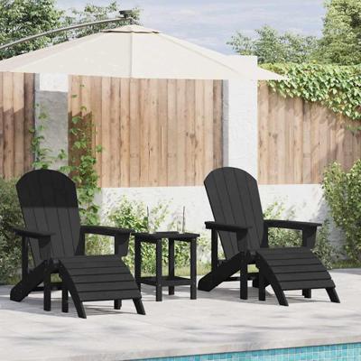 Tuinstoel 3 pcs Zwart Polyetheen