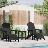 Tuinstoel 3 pcs Zwart Polyetheen - thumbnail