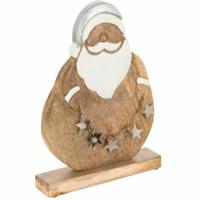 J-Line beeld kerstman mangohout 30,5 cm | 6 stuks - thumbnail