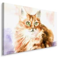 Schilderij - Geschilderde kat, Premium Print op Canvas - thumbnail