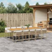 11-delige Tuinset met kussens poly rattan beige - thumbnail