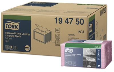 Reinigingsdoek Tork W8 Premium 1-laags 40 vel rood 194750