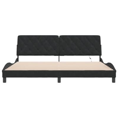 Bedframe met LED zonder matras fluweel zwart 200x200 cm