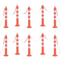 VidaXL Verkeerspalen met ketting 10 st 75 cm pe - thumbnail
