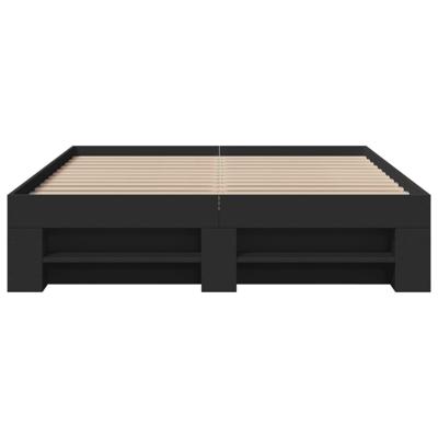 Bedframe bewerkt hout zwart 120x190 cm