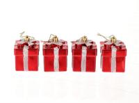 Hangdeco cadeautje set a 4 stuks rood - thumbnail