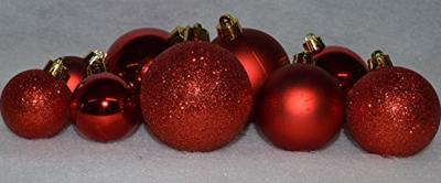 Decoris kerstballen set Plastic 30st Kerstrood 4-5-6cm - thumbnail