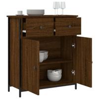 Dressoir 70x30x80 cm bewerkt hout bruin eikenkleur - thumbnail