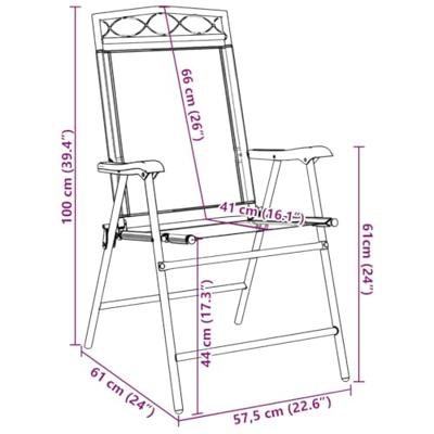 Tuinstoelen 2 st inklapbaar staal en textileen gemleerd grijs - thumbnail