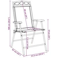 Tuinstoelen 2 st inklapbaar staal en textileen gemêleerd grijs - thumbnail