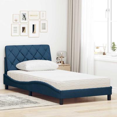 Bed met matras stof blauw 120x200 cm - thumbnail