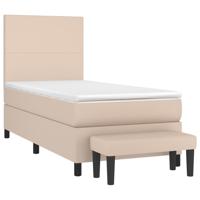 Boxspring met matras kunstleer cappuccinokleurig 100x200 cm - thumbnail