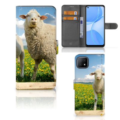 OPPO A73 5G | Telefoonhoesje | Met pasjeshouder | Schaap en Lammetje OPPO A73 5G | Telefoonhoesje | Met pasjeshouder | Schaap en Lammetje