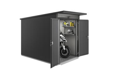 Metalen berging AvantGarde ECO A2 180x260x218 cm met dubbele deur- Lessenaarsdak- Metaal- Biohort