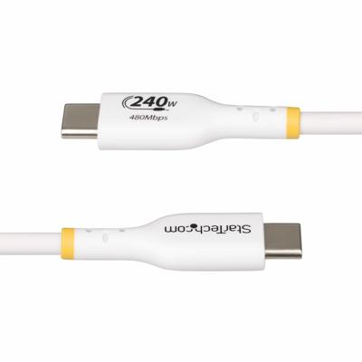 StarTech.com 3m USB-C Laadkabel, Wit, USB-IF Gecertificeerde USB Kabel, 240W PD EPR, USB 2.0 Type-C Laptop Laadkabel, M/M