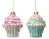 Kerstornament Cupcake Roze en Blauw Assorti 1st - thumbnail