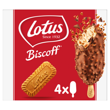Lotus Biscoff Speculoos melkchocolade ijs stick 4 stuks bij Jumbo
