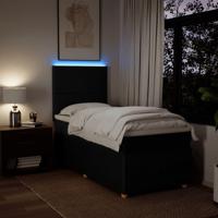 Boxspring met matras stof zwart 90x190 cm - thumbnail