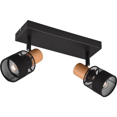 LED Plafondspot 2-lichts Rond Mat Zwart Metaal met E14 Fitting