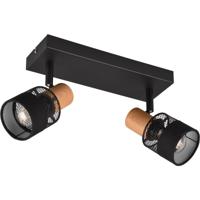 LED Plafondspot 2-lichts Rond Mat Zwart Metaal met E14 Fitting - thumbnail