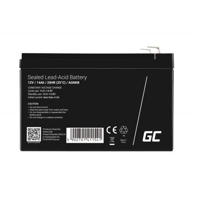 Green Cell Green Cell - USV-Akku - 1 x Batterie - Sealed Lead Acid (SLA) Loodaccu 12 V 14 Ah Loodvlies (AGM) (b x h x d) 151 x 95 x 98 mm Kabelschoen 6.35 mm Green Cell Green Cell - USV-Akku - 1 x Batterie - Sealed Lead Acid (SLA) Loodaccu 12 V 14 Ah Loodvlies (AGM) (b x h x d) 151 x 95 x 98 mm Kabelschoen 6.35 mm