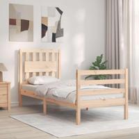 Bedframe met hoofdbord massief hout - thumbnail