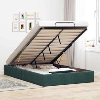 Ottoman bedframe zonder matras 120x200 cm fluweel donkergroen