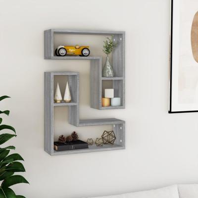 Wandschappen 2 st 50x15x50 cm bewerkt hout grijs sonoma eiken