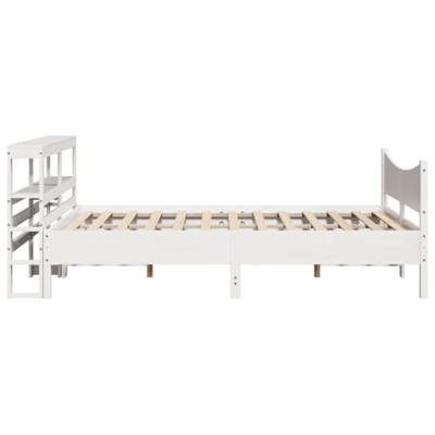 Bedframe met hoofdbord massief grenenhout wit 120x200 cm