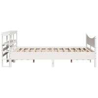 Bedframe met hoofdbord massief grenenhout wit 120x200 cm - thumbnail
