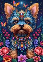 Dog in Flowerland Puzzel 1000 stukjes - thumbnail