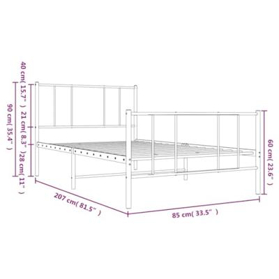 Bedframe met hoofd- en voeteneinde metaal wit 80x200 cm